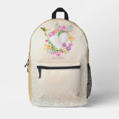 Floral Garden Monogram Wit Bedrukte Rugzak (Voorkant)