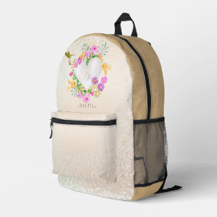 Floral Garden Monogram Wit Bedrukte Rugzak