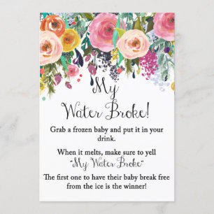 Floral Garden My Water Broke Game Sign 5x7" Groott Kaart