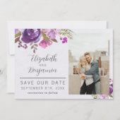Floral Garden Paars Violet Lavender Save the Date (Voorkant)