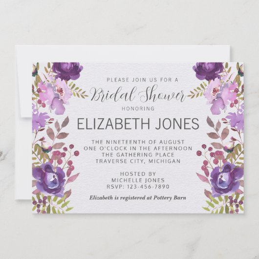 Floral Garden Paars Violet Lavender Vrijgezellenfe Kaart (Voorkant)