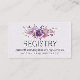 Floral Garden Paarse Peony Wedding Registry Informatiekaartje