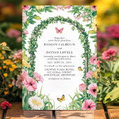 Floral Garden Party Archway Butterflies Wedding Kaart