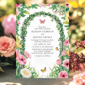 Floral Garden Party Archway Butterflies Wedding Kaart
