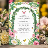 Floral Garden Party Archway Butterflies Wedding Kaart