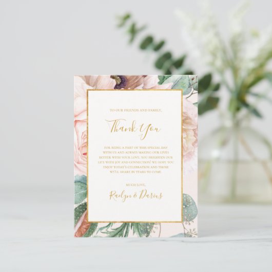 Floral Garden | Pastel Hartelijk dank voor uw ontv Briefkaart (Staand voorkant)