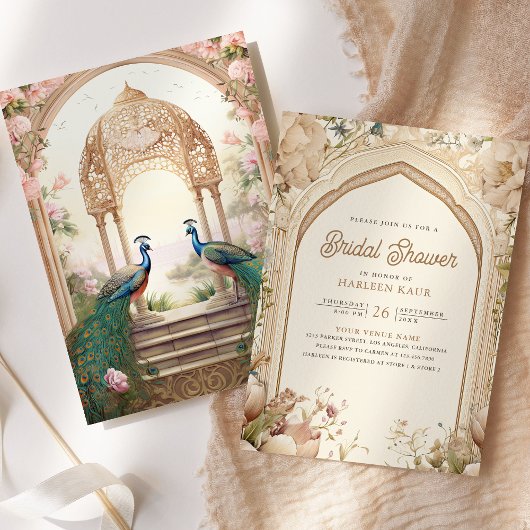 Floral Garden Peacocks Indian Palace Vrijgezellenf Kaart