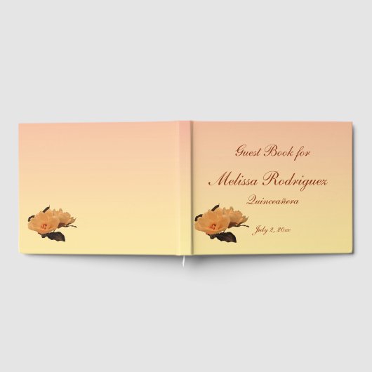 Floral Garden Peony Flowers Quinceanera Guest Book Gastenboek (Volledig)