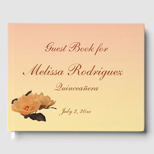 Floral Garden Peony Flowers Quinceanera Guest Book Gastenboek (Voorkant)