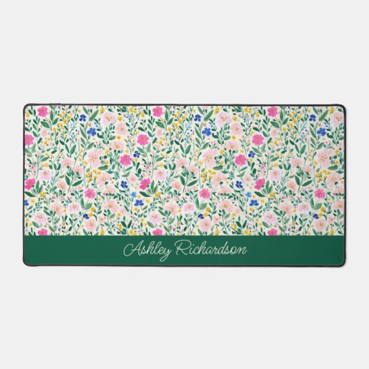 Floral Garden Personalized Desk Mat (Voorkant)
