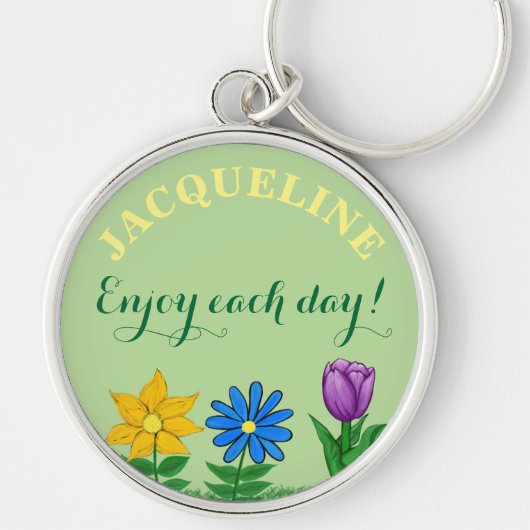 Floral Garden Persoonlijke benaming Sleutelhanger (Voorkant)