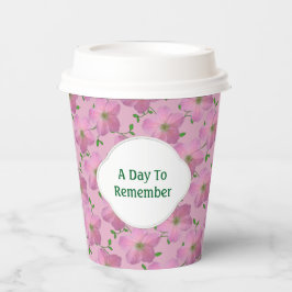 Floral Garden Pink Geranium Tekst op elke kleur Papieren Bekers
