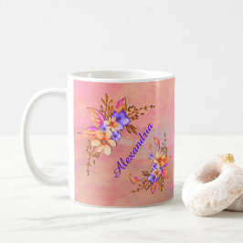 Floral Garden Pink Waterverf personaliseren Koffiemok