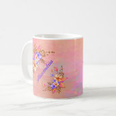 Floral Garden Pink Waterverf personaliseren Koffiemok (Voorkant links)
