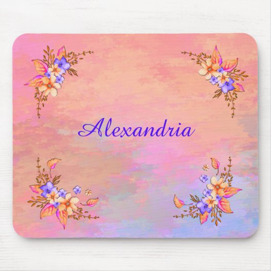 Floral Garden Pink Waterverf personaliseren Muismat (Voorkant)