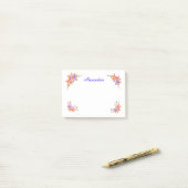 Floral Garden Pink Waterverf personaliseren Post-it® Notes (Op bureau)