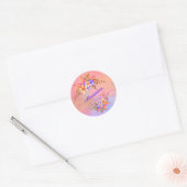 Floral Garden Pink Waterverf personaliseren Ronde Sticker (Envelop)