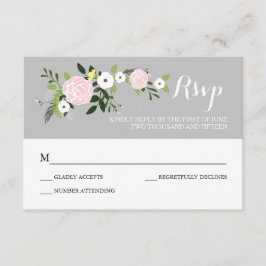 Floral Garden RSVP-kaart - grijs RSVP Kaartje