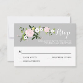 Floral Garden RSVP-kaart - grijs RSVP Kaartje