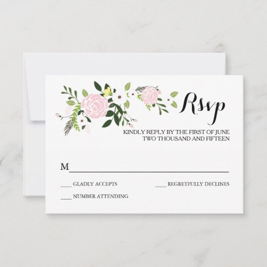 Floral Garden RSVP-kaart - wit RSVP Kaartje (Voorkant)