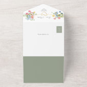 Floral Garden Sage Green Wedding All In One Uitnodiging (Buitenkant)