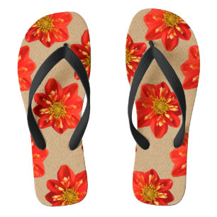 Floral Garden Sinaasappel Dahlia Flower Teenslippers
