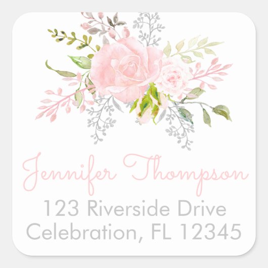 Floral Garden Square Return Address Labels (Voorkant)