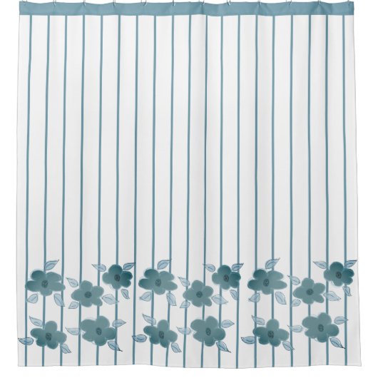 Floral Garden Stripe Designer Douchegordijn (Voorkant)