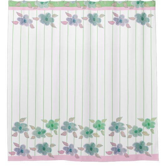  Floral Garden Stripe Designer Douchegordijn (Voorkant)