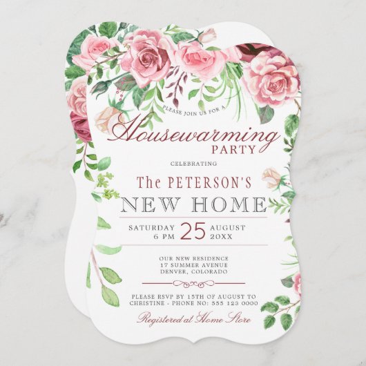 Floral Garden Summer Housewarming Kaart (Voorkant / Achterkant)