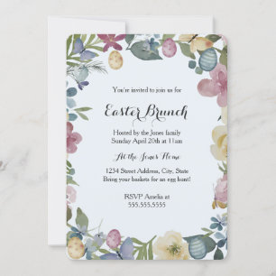 Floral Garden Sweet Easter Brunch Uitnodiging