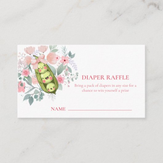Floral Garden Sweet Pea Diaper Raffle Baby shower Informatiekaartje (Voorkant)