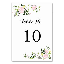Floral Garden Tafelnummer Kaart -wit