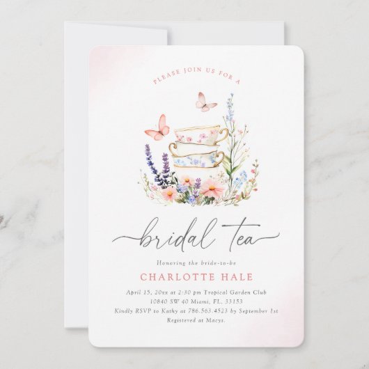 Floral Garden Tea Vrijgezellenfeest Kaart (Voorkant)