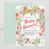 Floral Garden Theme Baby shower Kaart (Voorkant / Achterkant)