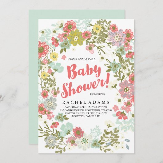 Floral Garden Theme Baby shower Kaart