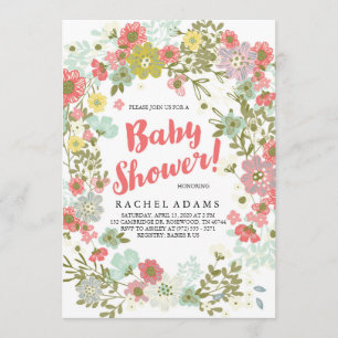 Floral Garden Theme Baby shower Kaart
