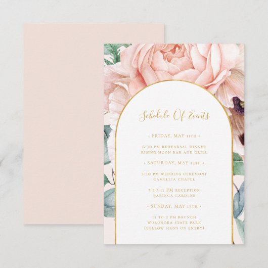 Floral Garden | Tijdschema voor het weduwen van pa Informatiekaartje (Voorkant / Achterkant)