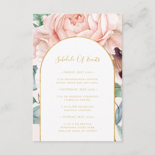 Floral Garden | Tijdschema voor het weduwen van pa Informatiekaartje (Voorkant)