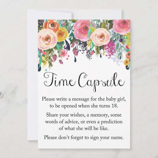 Floral Garden Time Capsule voor Meisje Sign 5x7" M Kaart (Voorkant)