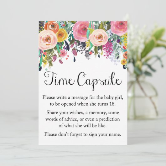 Floral Garden Time Capsule voor Meisje Sign 5x7" M Kaart (Staand voorkant)