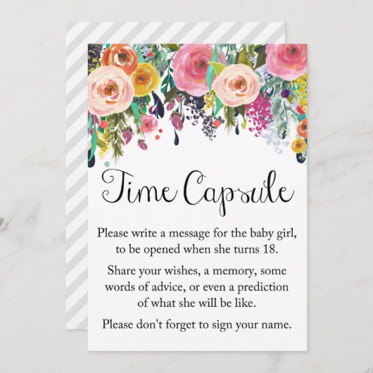 Floral Garden Time Capsule voor Meisje Sign 5x7" M Kaart (Voorkant / Achterkant)