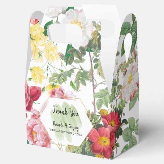 Floral Garden, Waterverf en geometrische bruiloft Bedankdoosjes (Geopend)