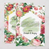 Floral Garden, Waterverf en geometrische bruiloft Bedankkaart (Voorkant / Achterkant)