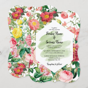 Floral Garden, Waterverf en Geometrische bruiloft  Kaart