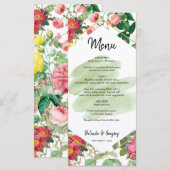 Floral Garden, Waterverf en geometrische bruiloft Menu (Voorkant / Achterkant)