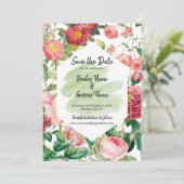 Floral Garden, Waterverf en Geometrische bruiloft Save The Date (Staand voorkant)