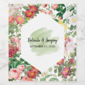 Floral Garden, Waterverf en geometrische bruiloft Wijn Etiket (Enkel label)