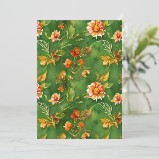  Floral Garden Waterverf naadloos patroon Bedankkaart (Staand voorkant)