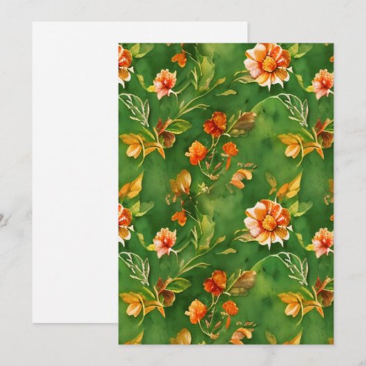 Floral Garden Waterverf naadloos patroon Feestdagenkaart (Voorkant / Achterkant)